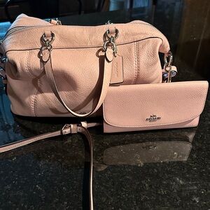 Coach Pebble Leather Satchel and Wallet in Soft Pink